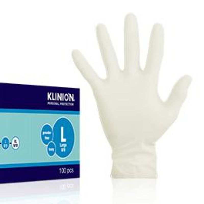 Hanske latex Klinion kort Large, 100 stk.
