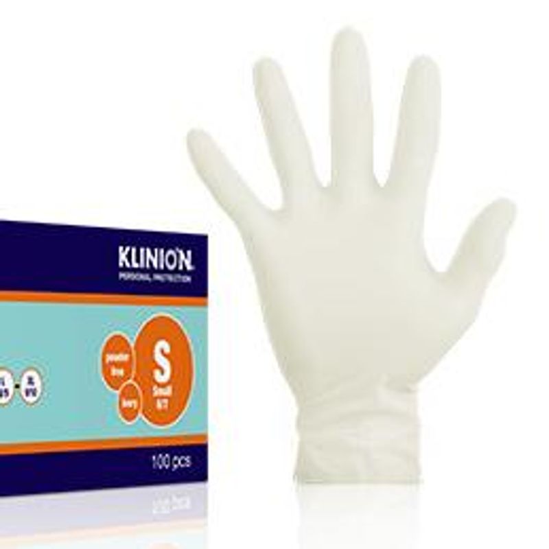 Hanske latex Klinion kort, Small, 100 stk.